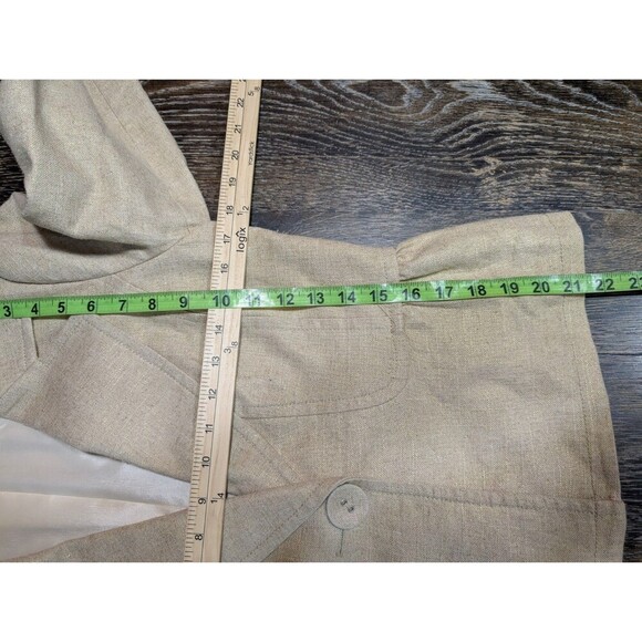 NYGARD Collection Women’s Blazer Sz 8 Jacket Lined Ruffles Beige Gold Linen 157 - Picture 5 of 5